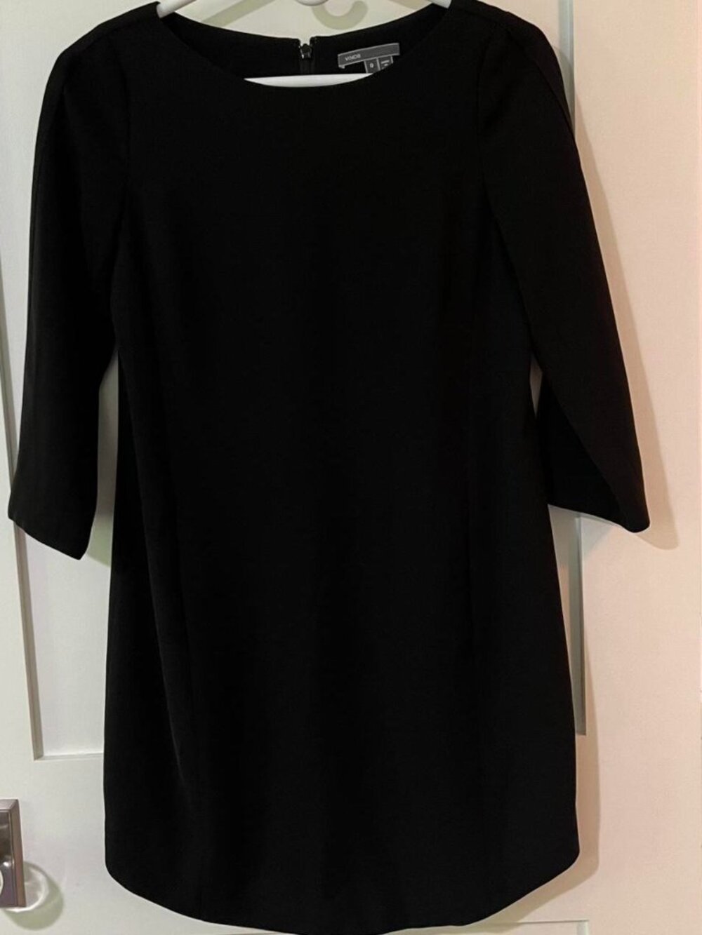 Vince Black Sheath Dress Women's Size 0 3/4 Sleeve Little Black Dress LBD